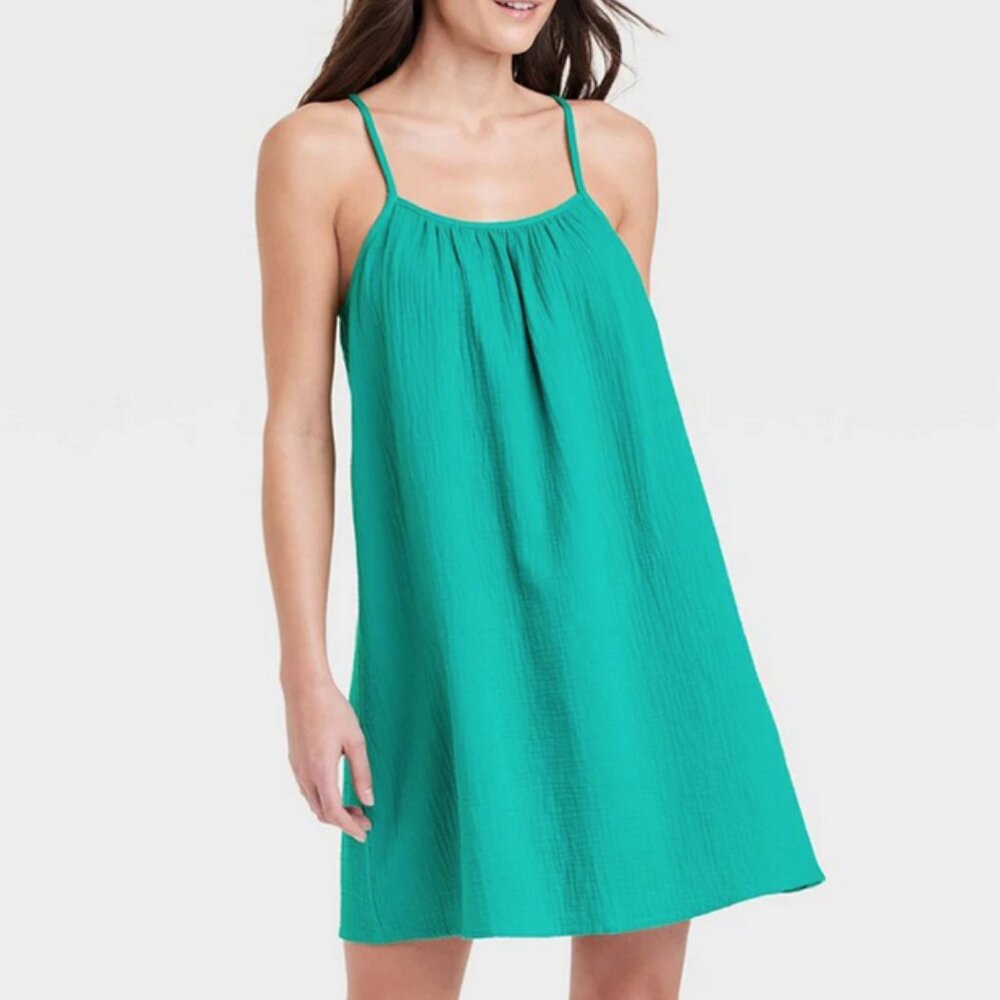 Stars Above Cotton Gauze Sleep Dress and Shorts Set Green Size 2XL
